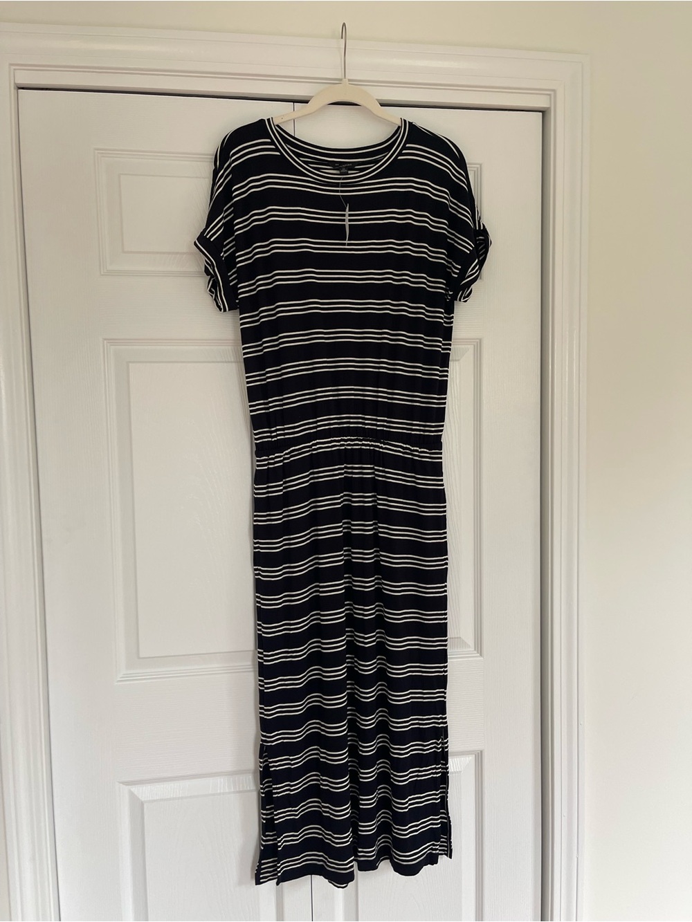 Banana Republic Black and White Striped Maxi Dress